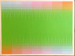Soft Lime, signé/N, abstraction géométrique des années 1970 par le célèbre artiste Op  38" x 46"