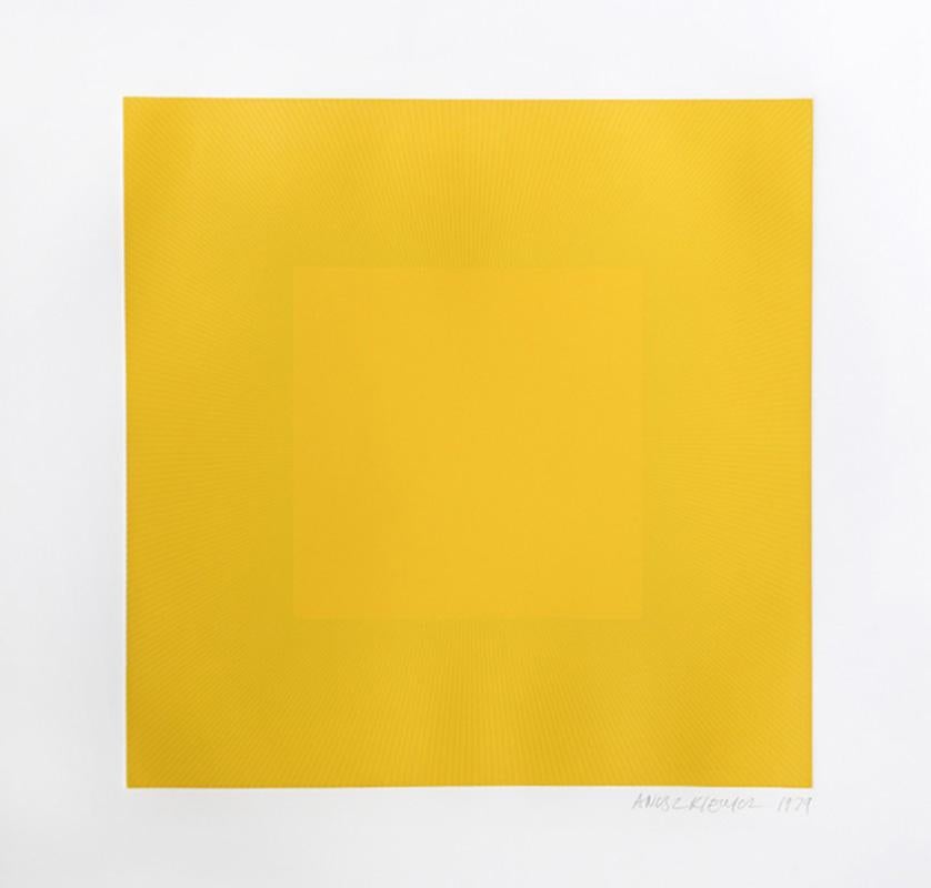 Richard Anuszkiewicz Abstract Print - Spring Suite (Yellow with Yellow), OP Art Etching by Anuszkiewicz