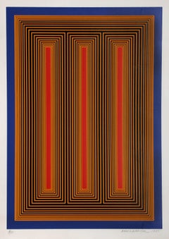 Temple of the Golden Red, OP Art Silkscreen by Anuszkiewicz