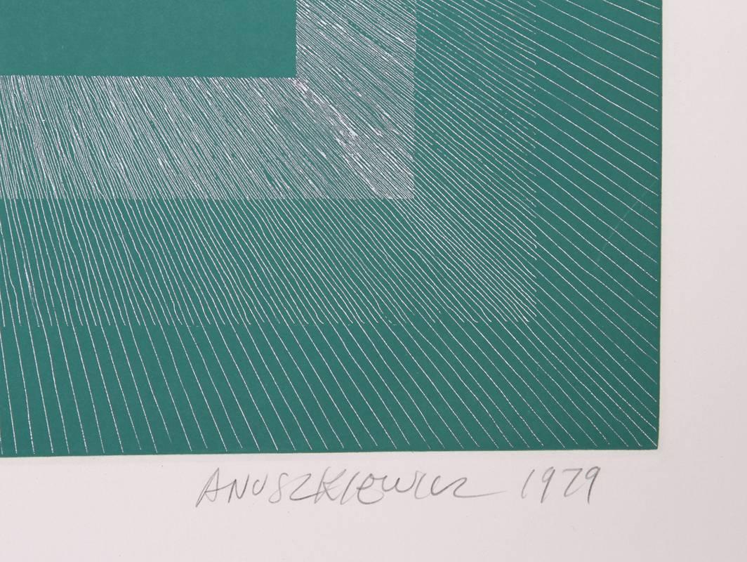 Winter Suite (Green with Silver), OP Art Etching by Anuszkiewicz - Print by Richard Anuszkiewicz
