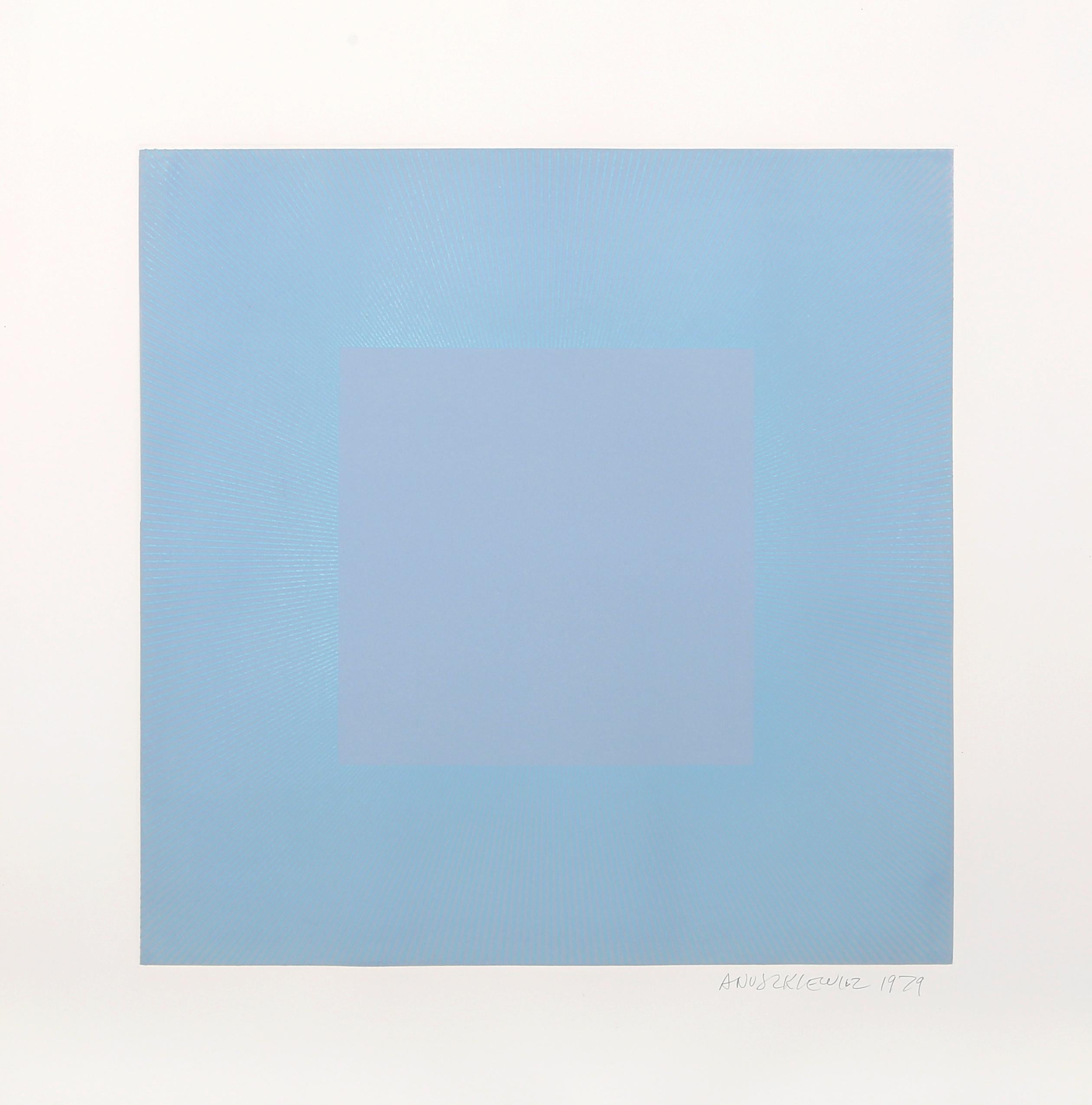 Winter Suite (Light Blue with Blue), OP Art Etching by Anuszkiewicz