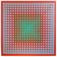 Richard Anuszkiewicz "The Fourth Of The Three" 1962 Screen Print on Canvas