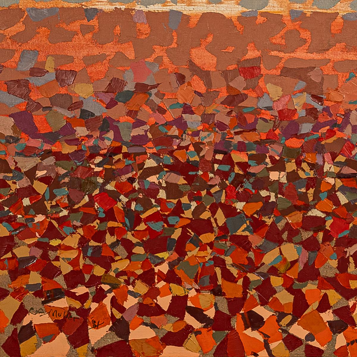 Pittura di paesaggio astratto su tela del Pacifico nordoccidentale dell'Oregon Modernista 1981 1