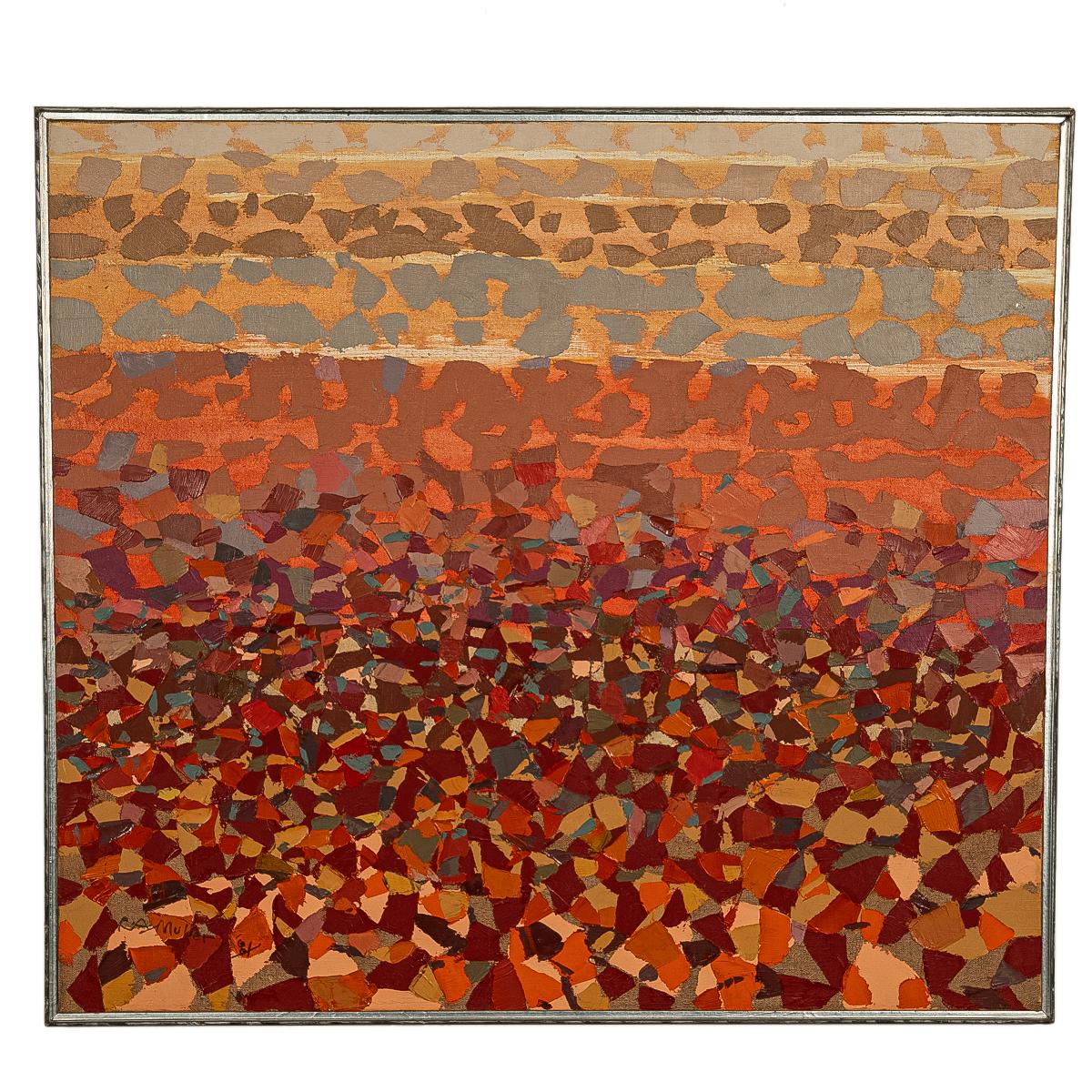 Pittura di paesaggio astratto su tela del Pacifico nordoccidentale dell'Oregon Modernista 1981 3