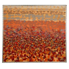 Pittura di paesaggio astratto su tela del Pacifico nordoccidentale dell'Oregon Modernista 1981