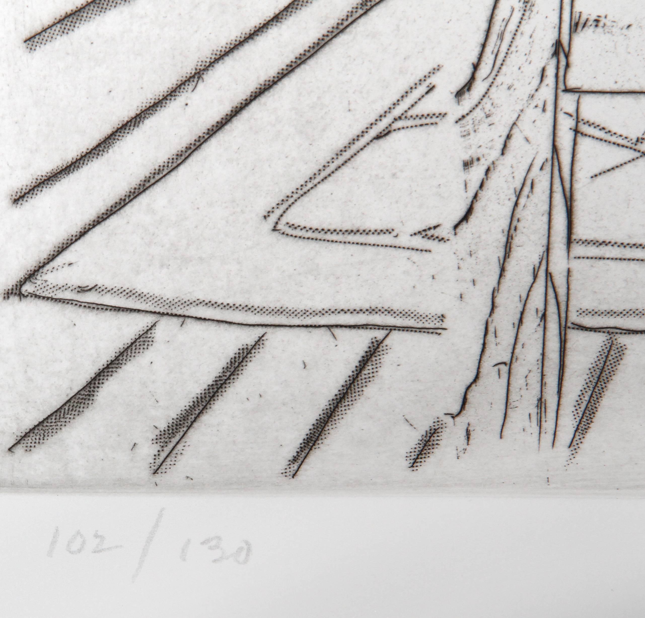 Wooden Table from Notes on a Room, Contemporary Etching by Richard Artschwager For Sale 1