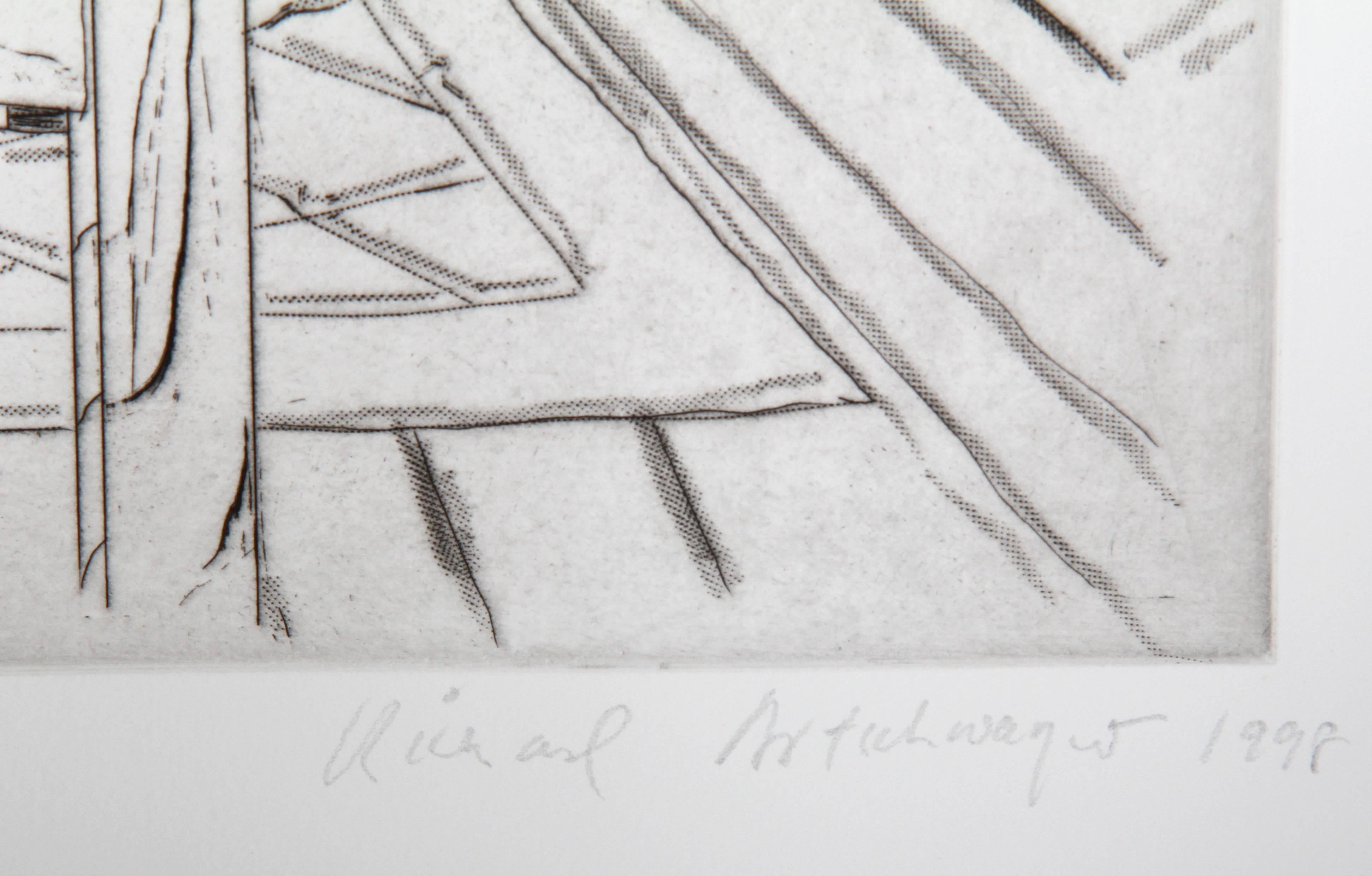 Wooden Table from Notes on a Room, Contemporary Etching by Richard Artschwager For Sale 2