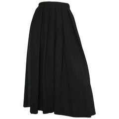 Vintage Richard Assatly 1970s Black Wool Pleated Culottes with Pockets Size 6.