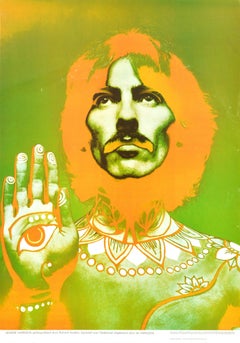 Original Vintage Music Advertising Poster Beatles George Harrison Eye Avedon