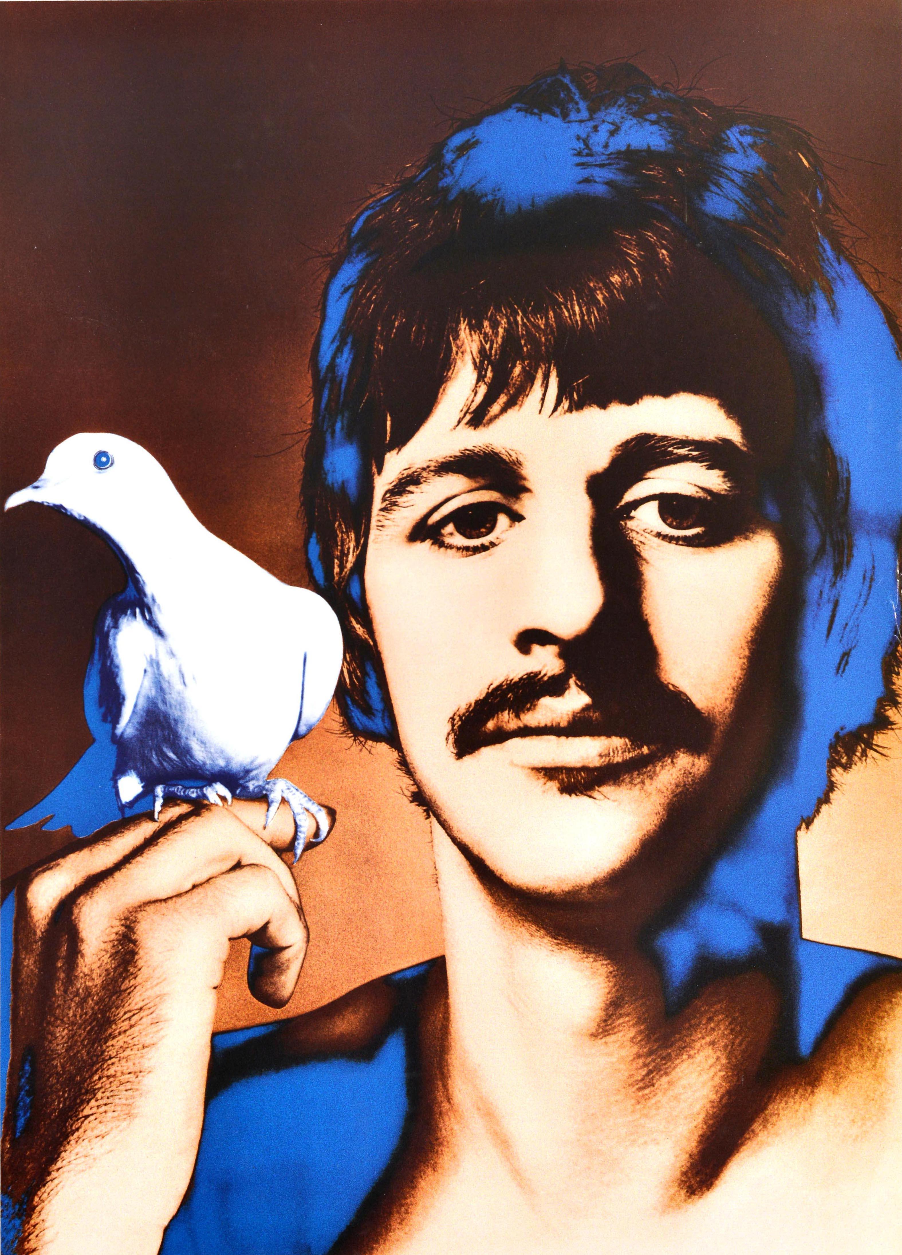 Original Vintage Music Advertising Poster Beatles Ringo Starr Peace Dove Avedon - Black Print by Richard Avedon