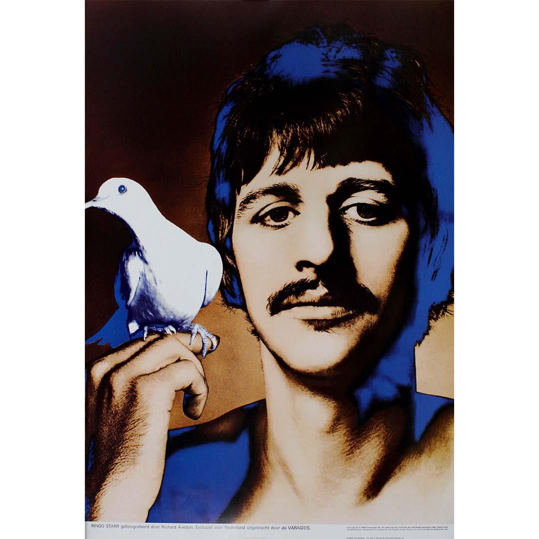 The original 1967 poster featuring Ringo Starr, one of the legendary members of The Beatles, captured by the renowned photographer Richard Avedon, stands as an iconic piece of pop culture history. Printed by Waterlow & Sons Ltd in England, this