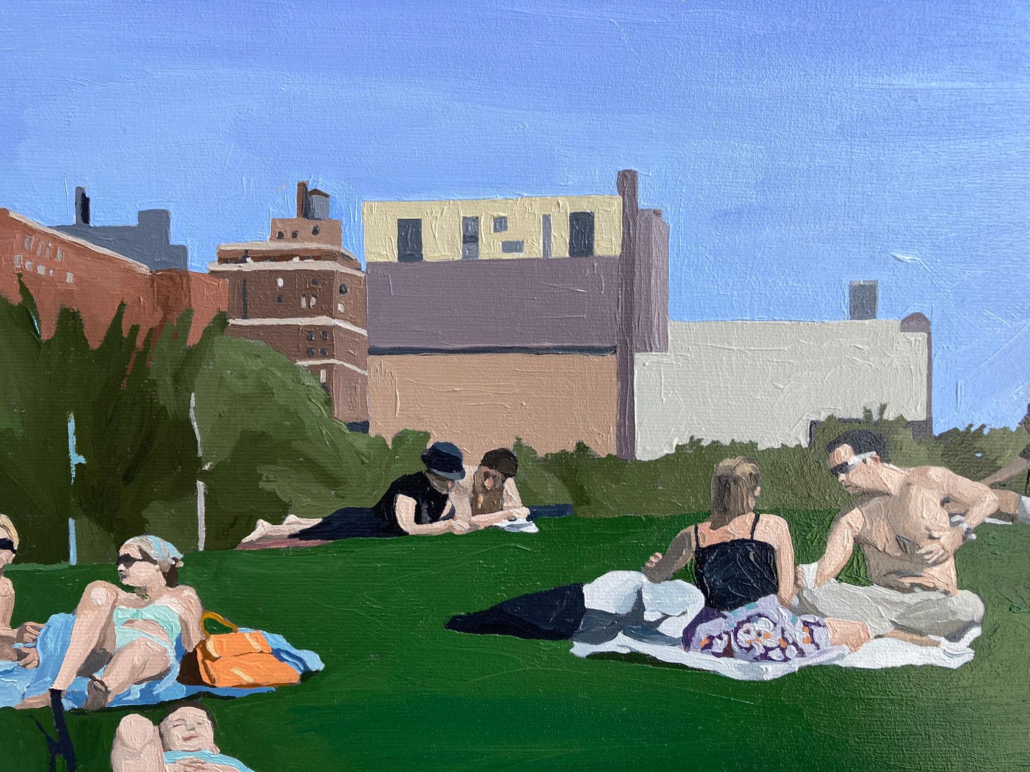 Sunday at Chelsea Park - Hard-Edge Painting by Richard Baker