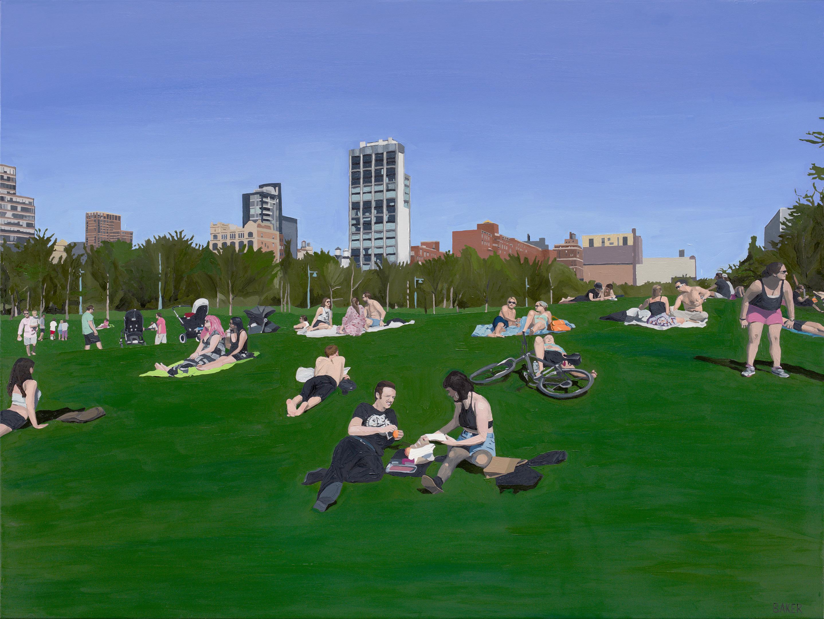 Richard Baker Landscape Painting - Sunday at Chelsea Park