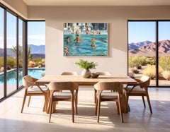 VIVA LAS VEGAS – Sunlit Caesar's Palace Pool with Bathers, Oil on Canvas, 30x40