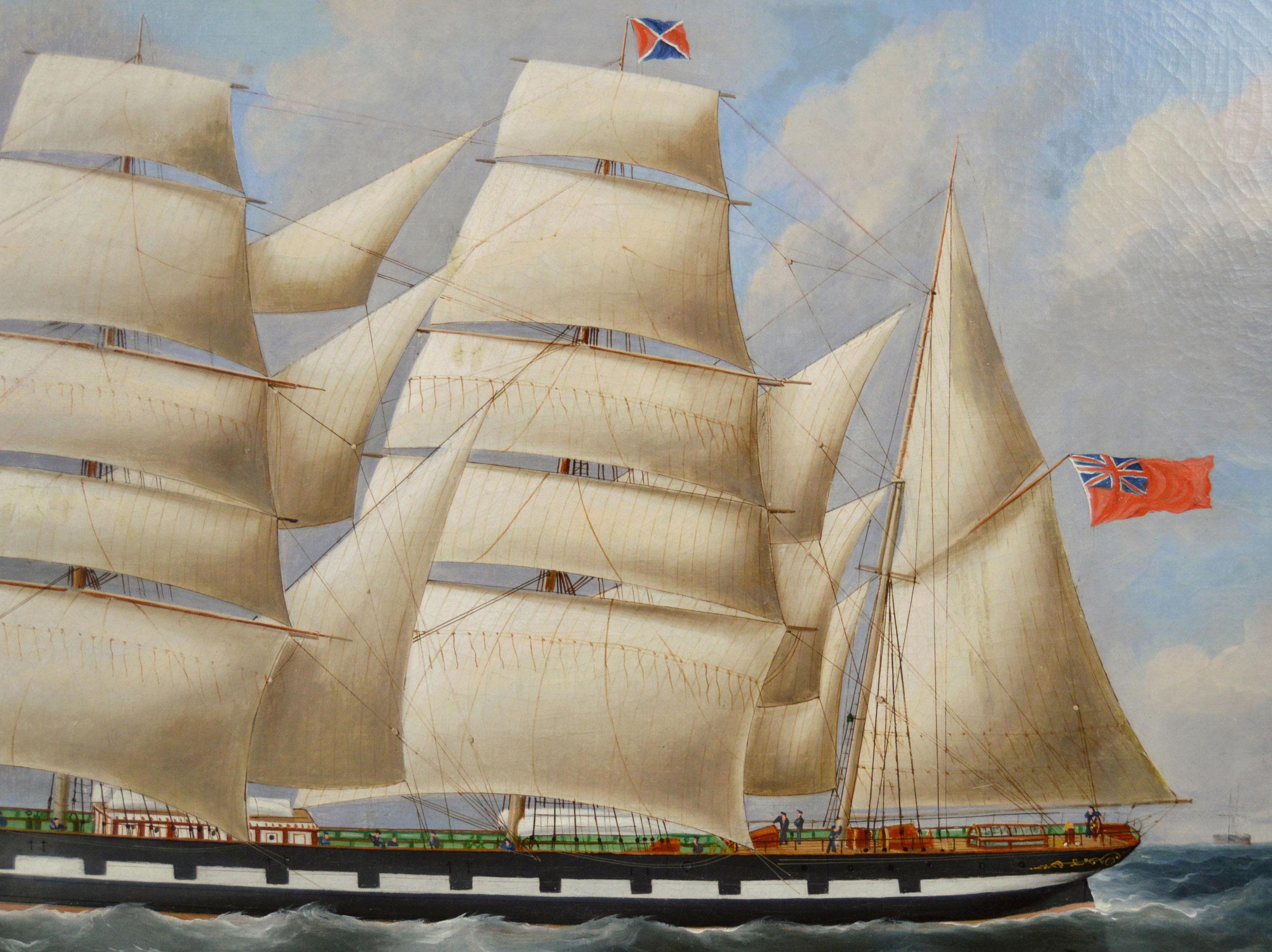 Peinture à l'huile du 19e siècle représentant un navire au large de la côte écossaise  en vente 2