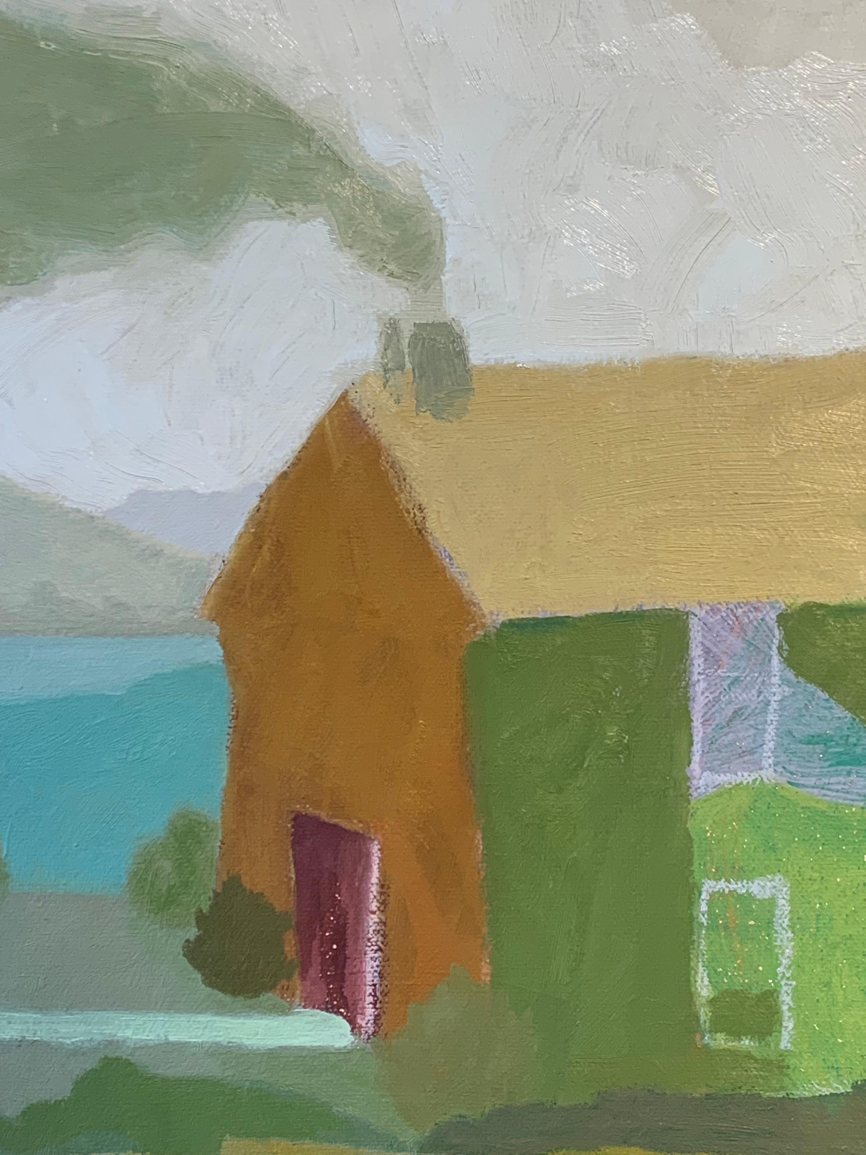 Contemporary Landscape Painting of a House and Trees: The Retreat, 2024 im Angebot 14