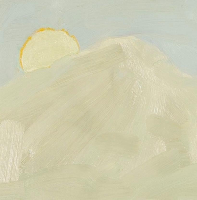 Frontières oubliées - Peinture à l'huile d'un paysage coloré, océan en gris & Greene - Gris Abstract Painting par Richard Ballinger