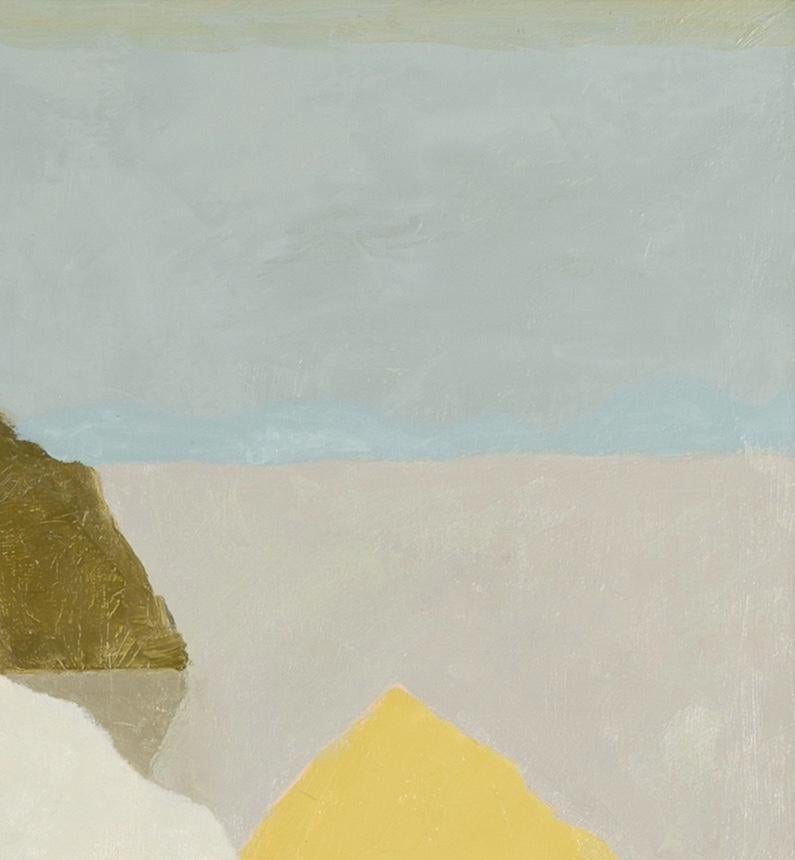 Islas, 2024 - Pintura al óleo minimalista de paisaje contemporáneo en blanco y gris en venta 2