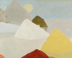 Islands, 2024 - Minimalist Contemporary Landscape Oil Painting in White + Grey