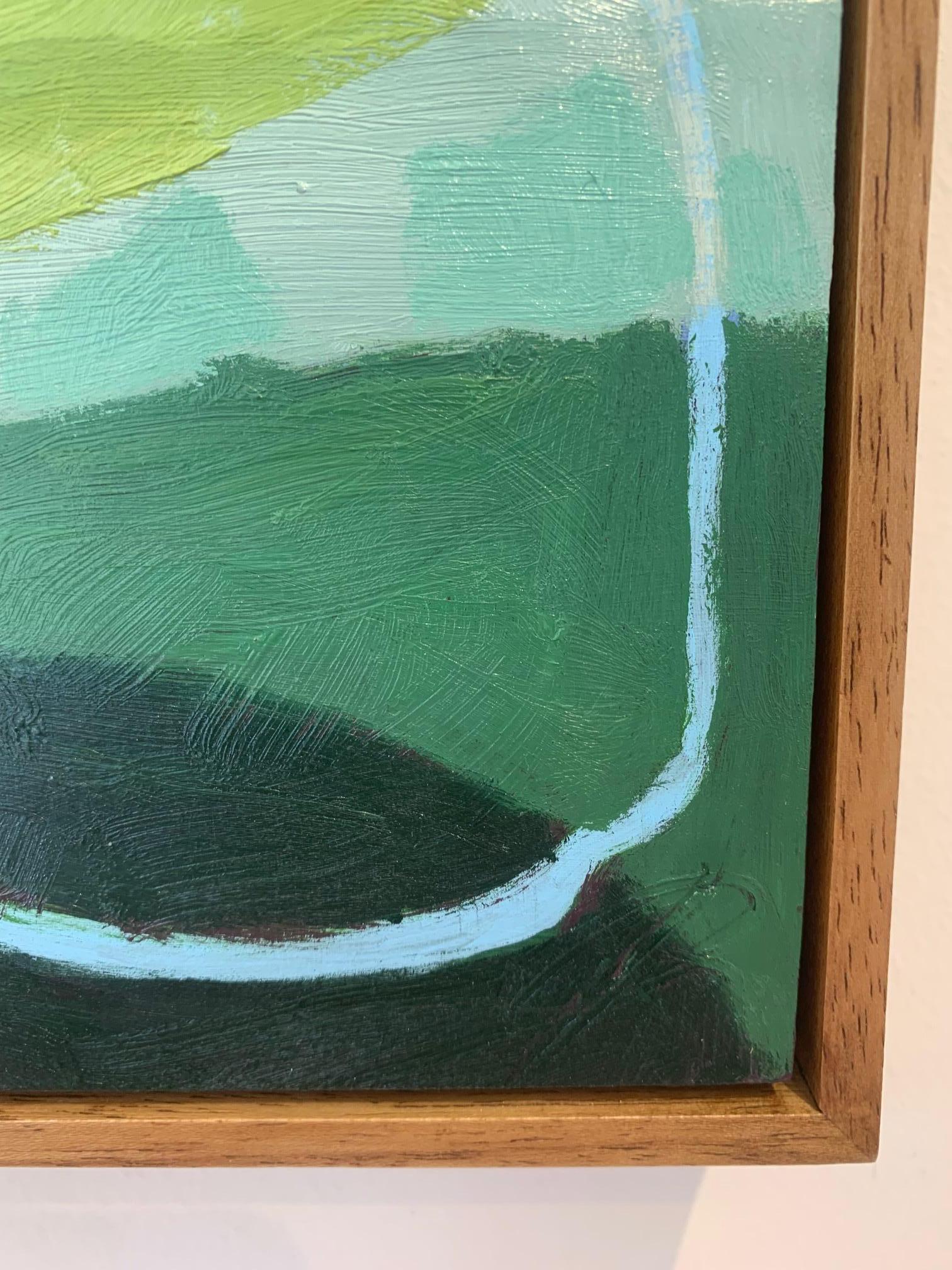 Naturaleza Muerta, Jarrón Azul en Verde, 2024 - Flores en Jarra con Pintura de Paisaje en venta 5
