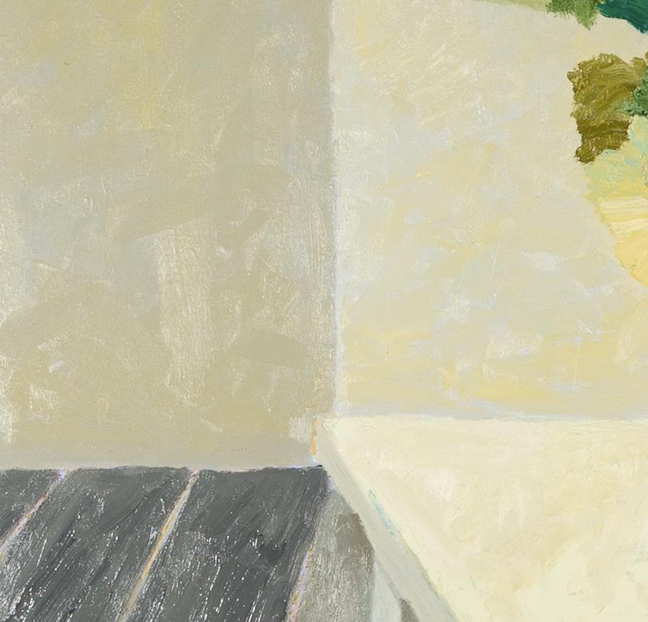 Naturaleza muerta en gris, 2022 - Pintura al óleo minimalista contemporánea con flores 2