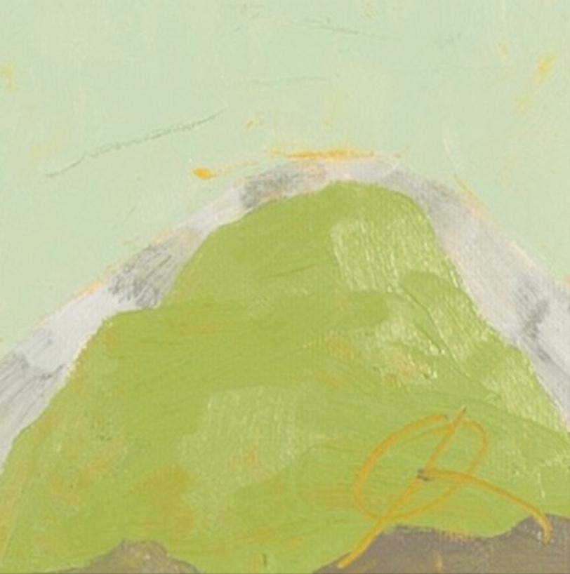 Der gewundene Pfad - Ölgemälde einer zeitgenössischen Landschaft in Grau, Grün und Rosa (Beige), Abstract Painting, von Richard Ballinger