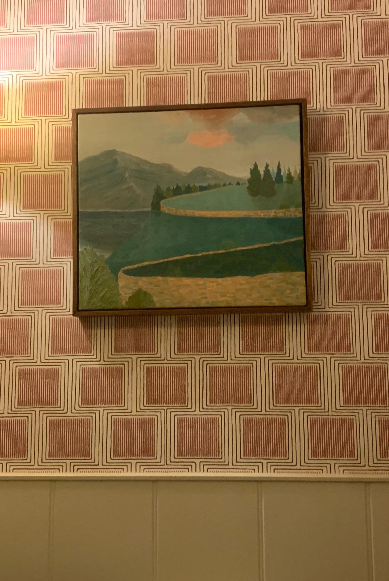 La parete tortuosa, 2024 - Pittura ad olio di paesaggio contemporaneo con blu 2
