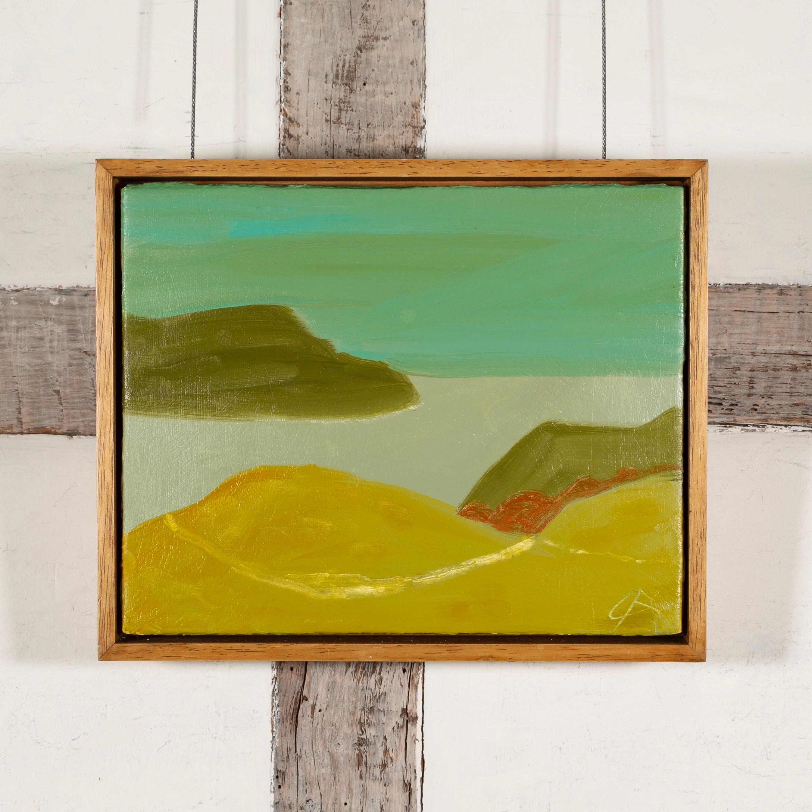 Yellow Road, 2024 - Contemporary Seascape Ölgemälde mit Grün und Gelb – Painting von Richard Ballinger