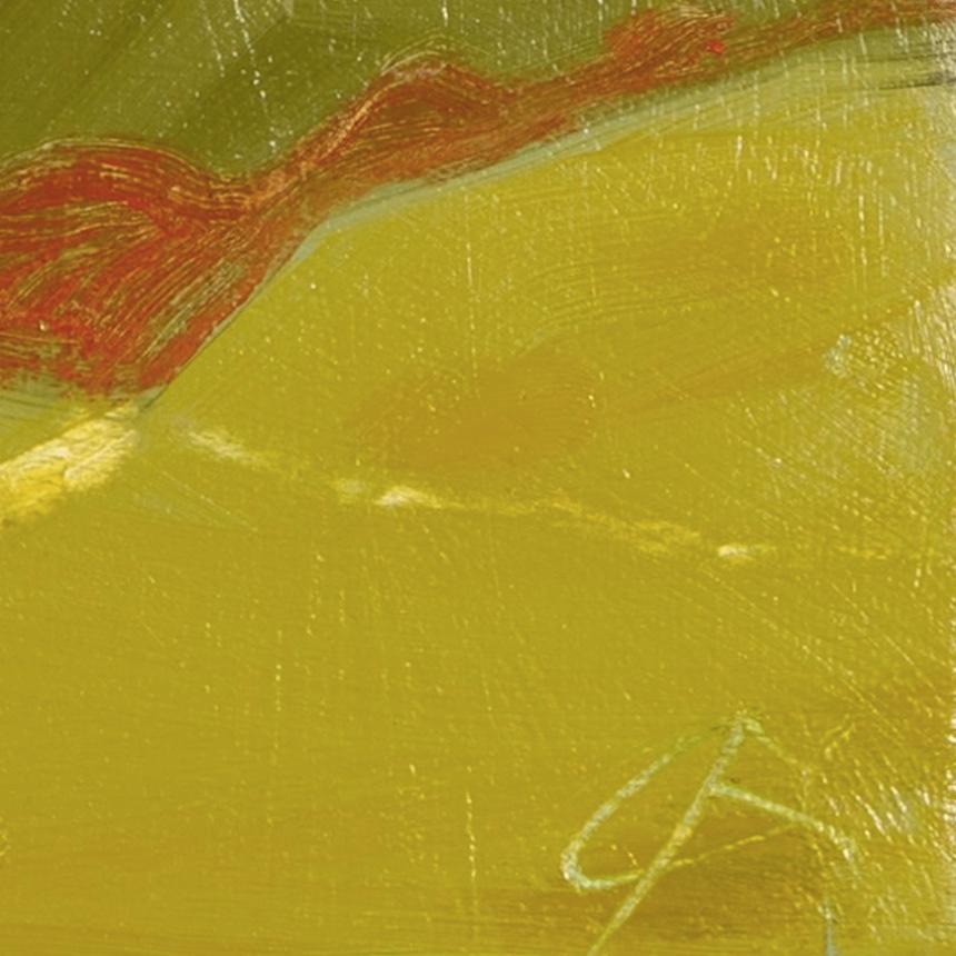 Yellow Road, 2024 - Contemporary Seascape Ölgemälde mit Grün und Gelb (Braun), Landscape Painting, von Richard Ballinger