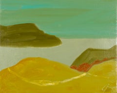 Yellow Road, 2024 - Contemporary Seascape Oil Painting with Green and Yellow