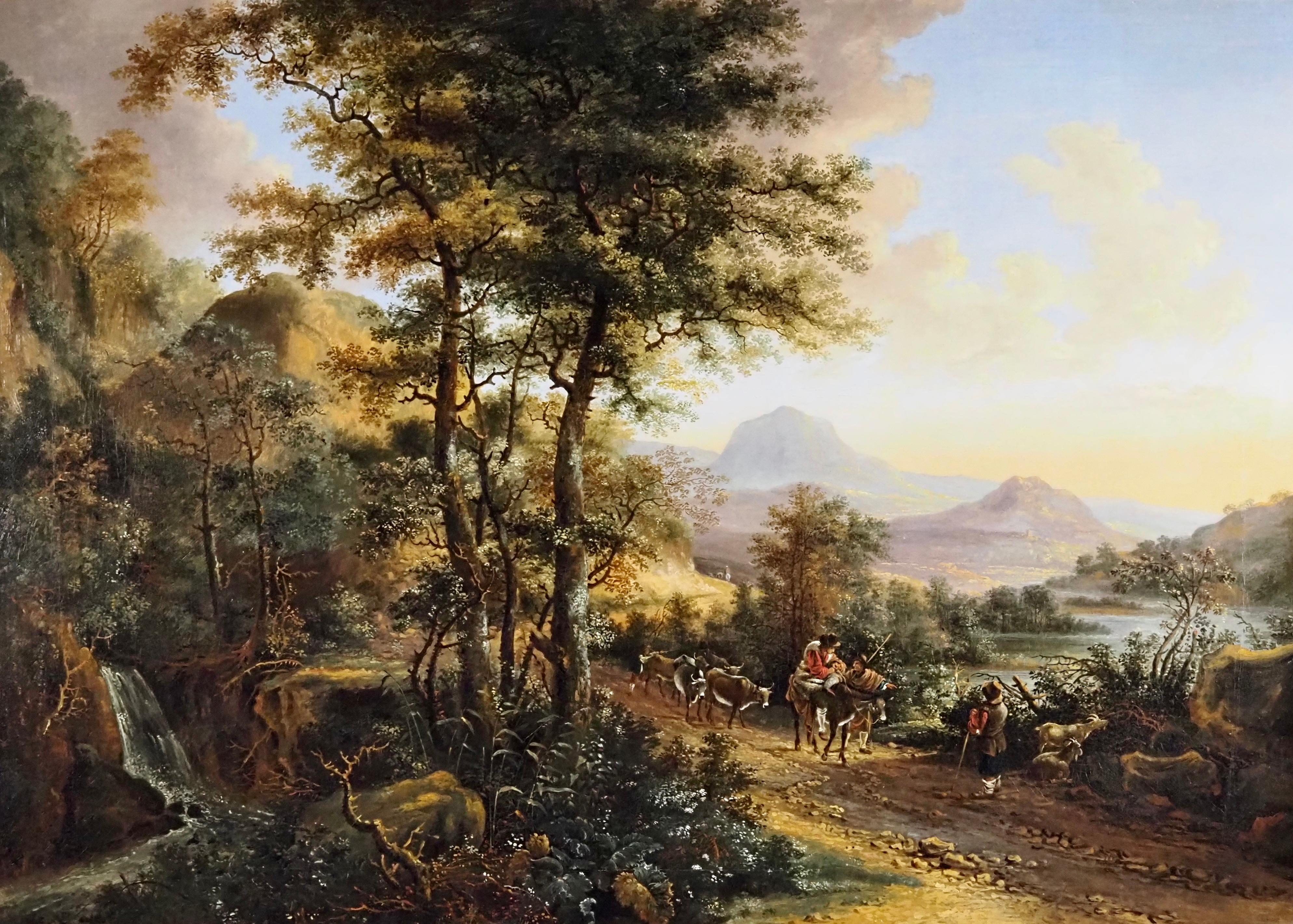 Italian landscape with Monte Socrate (after Jan Both) - Old Masters Painting by Richard Bankes Harraden