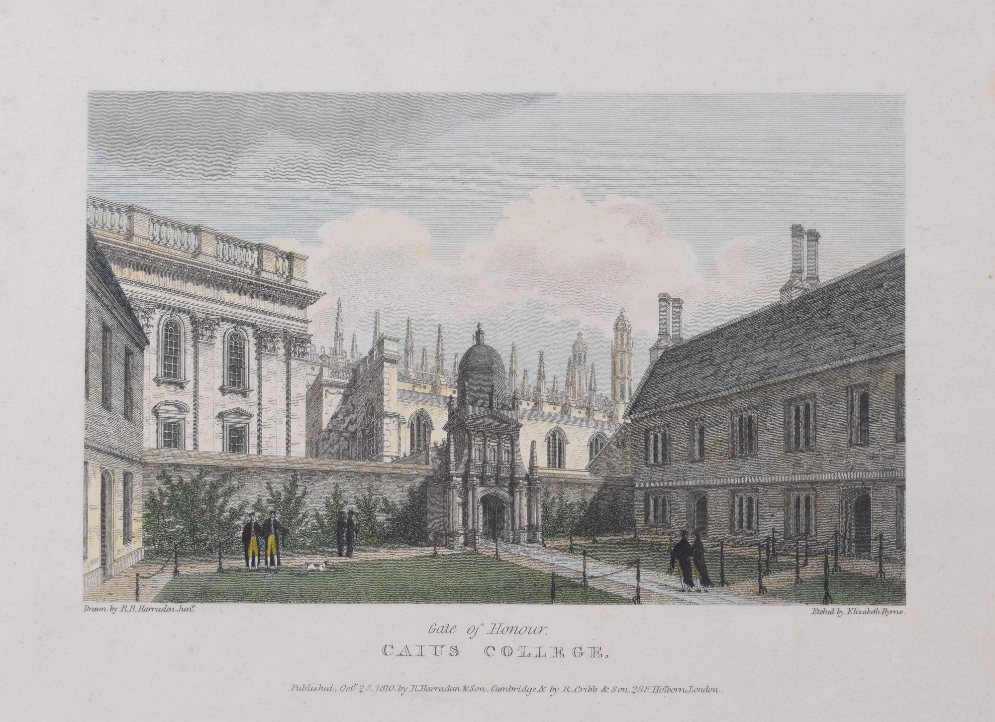 Gonville and Caius College, Cambridge etching after Richard Bankes Harraden