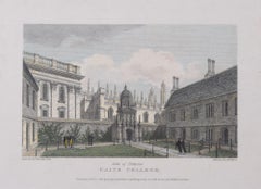 Antique Gonville and Caius College, Cambridge etching after Richard Bankes Harraden