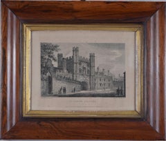 Antique St John's College, Cambridge engraving by Richard Bankes Harraden