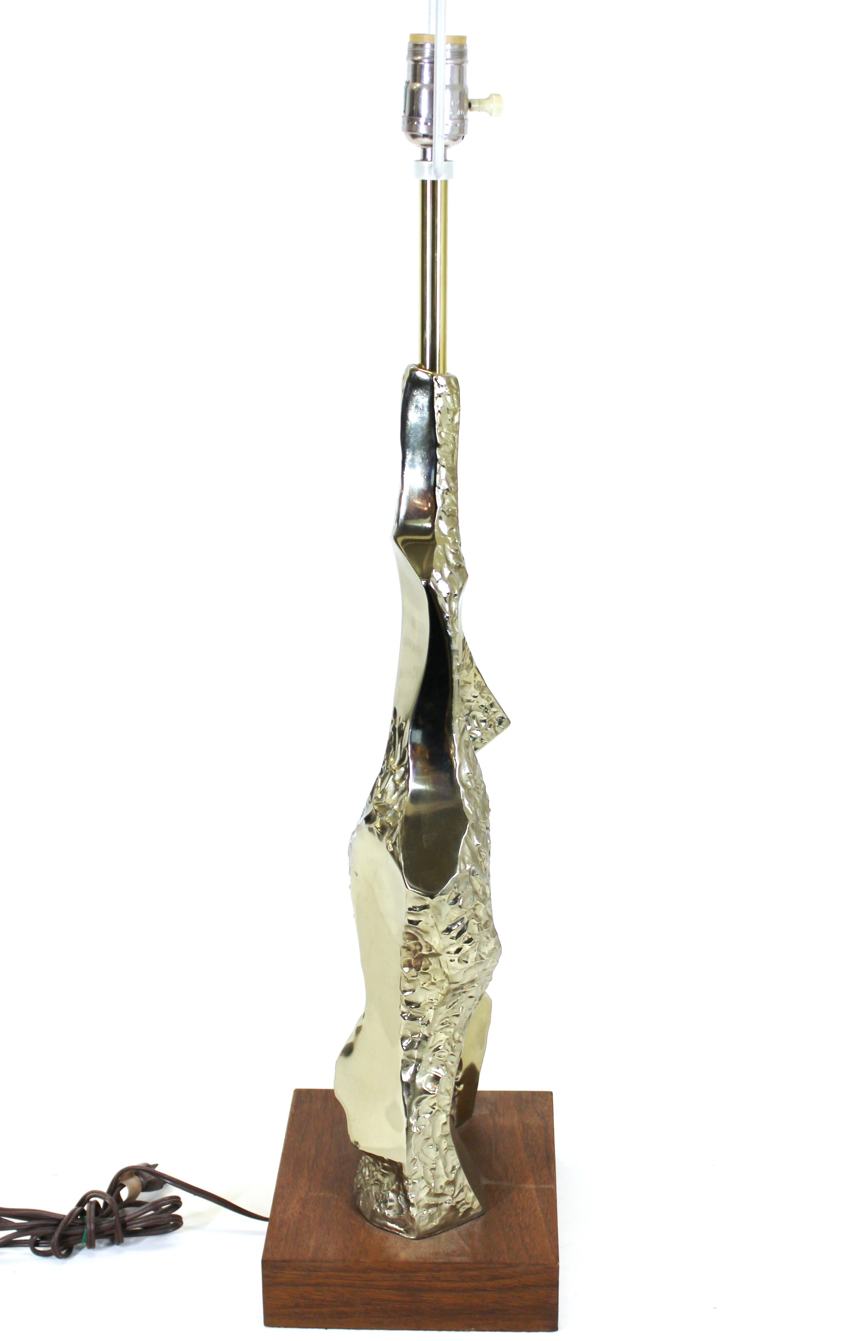 Richard Barr Brutalist Abstract Metal Table Lamp In Good Condition In Astoria, NY