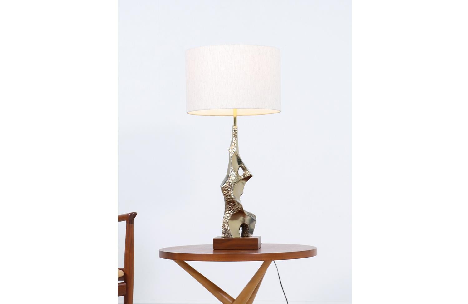 Mid-Century Modern Richard Barr Brutalist Brass Table Lamp for Laurel Lamp Co.