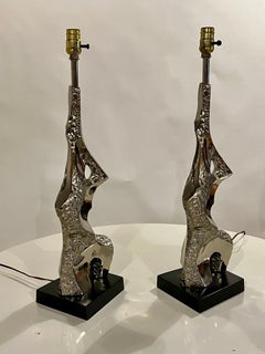 Richard Barr Brutalist Chrome Torso Lamps for Laurel Lamp Co.