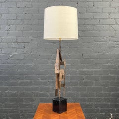 Richard Barr Brutalist Iron Table Lamp for Laurel