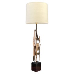 Richard Barr Brutalist Iron Table Lamp for Laurel