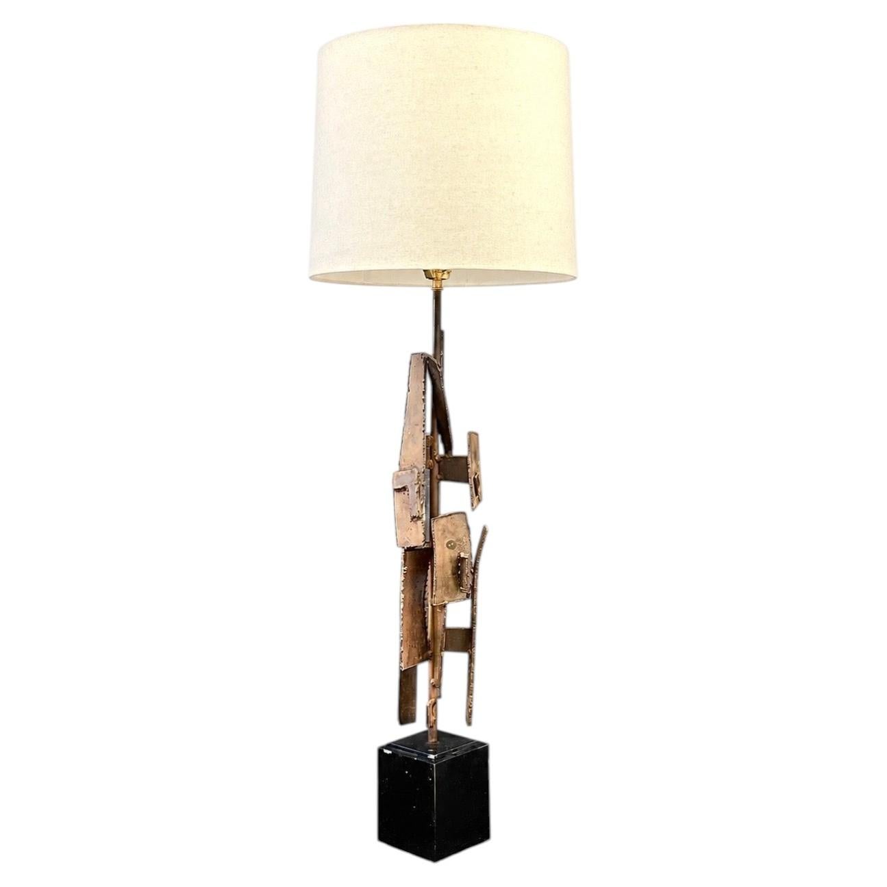 Richard Barr Brutalist Iron Table Lamp for Laurel