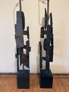 Richard Barr Brutalist Oversized Table Lamps by Laurel Lamp Company - a Pair
