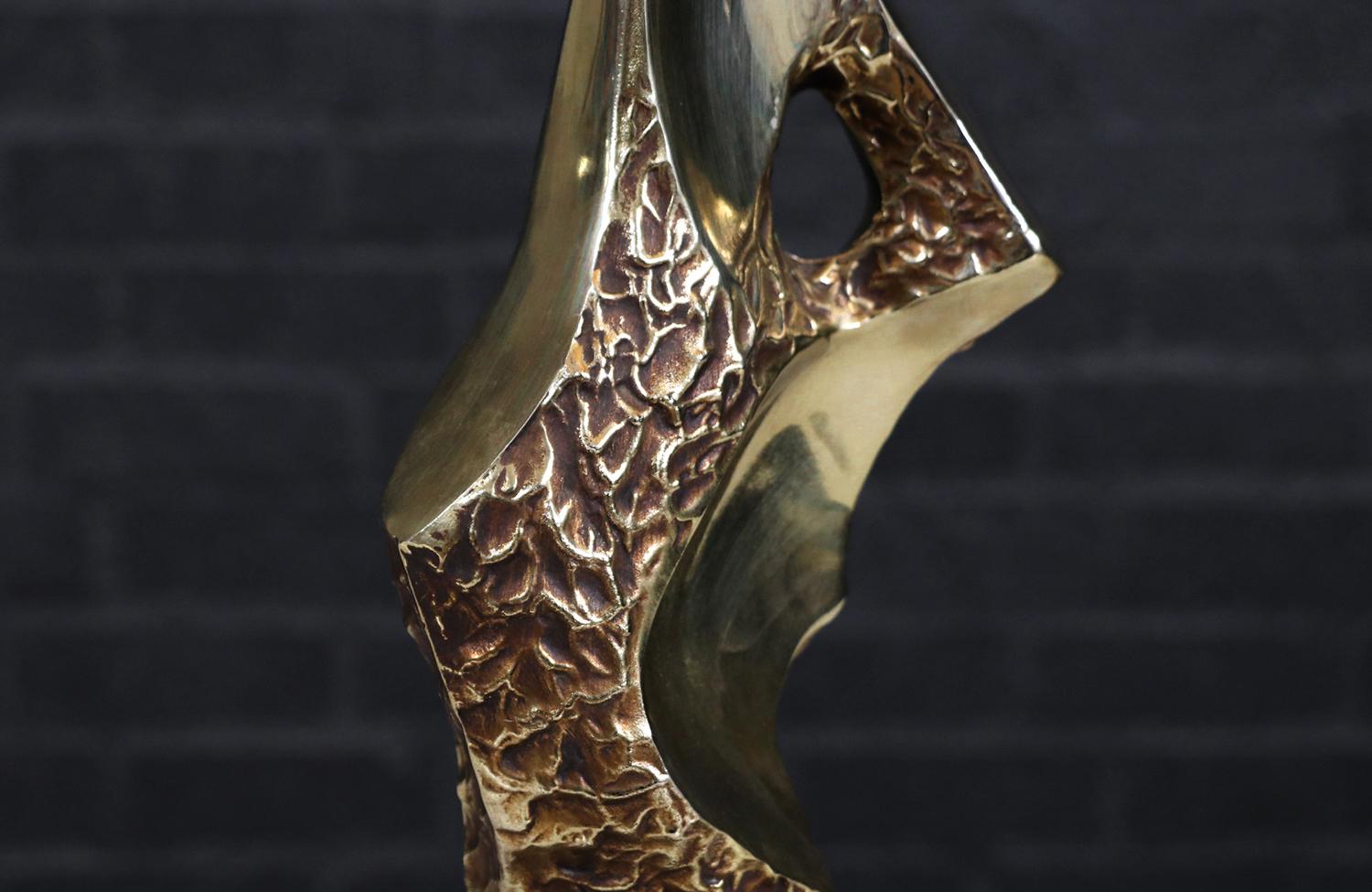 Brass Richard Barr Brutalist Table Lamp for Laurel Lamp Co. For Sale