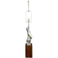 Retro Richard Barr for Laurel Sculptural Abstract Metal and Rosewood Table Lamp, 1963