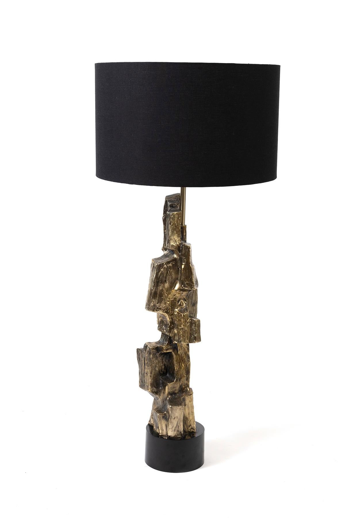 Richard Barr Lámpara de mesa Laurel Massive Brutalist Moderno de mediados de siglo