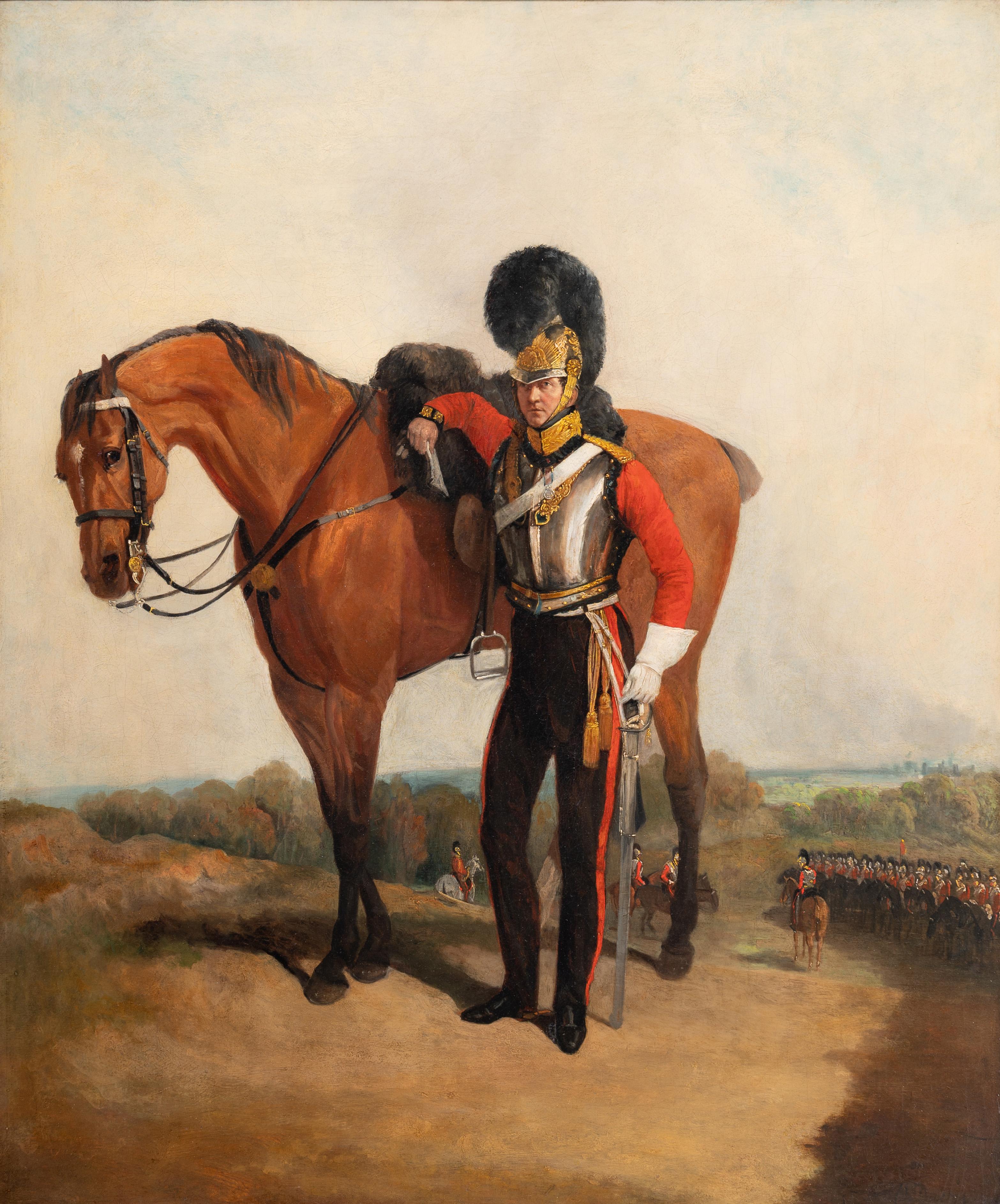 Porträt eines Offiziers der 2. Leibgarde, Schloss Windsor, jenseits von – Painting von Richard Barrett Davis