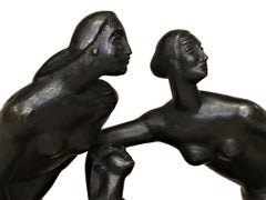 Richard Bauroth, Baigneurs, sculpture allemande en bronze patiné « Jugenstil », vers 1919