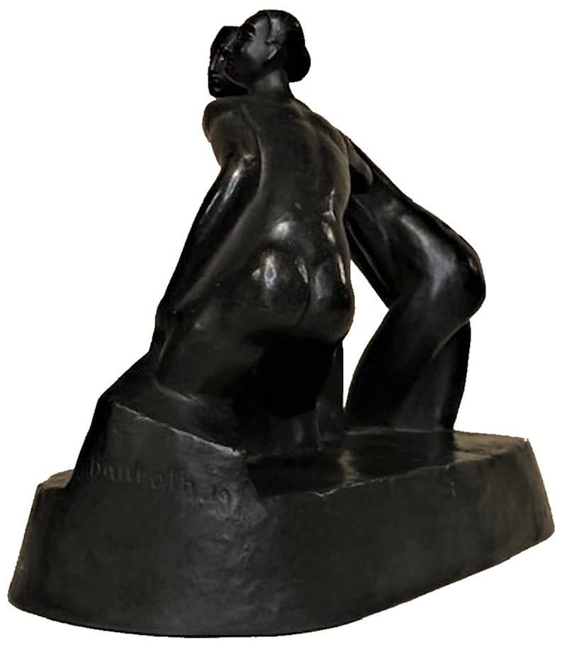 Richard Bauroth, Bathers, German Jugenstil Patinated Bronze Sculpture, Ca. 1919 For Sale 3