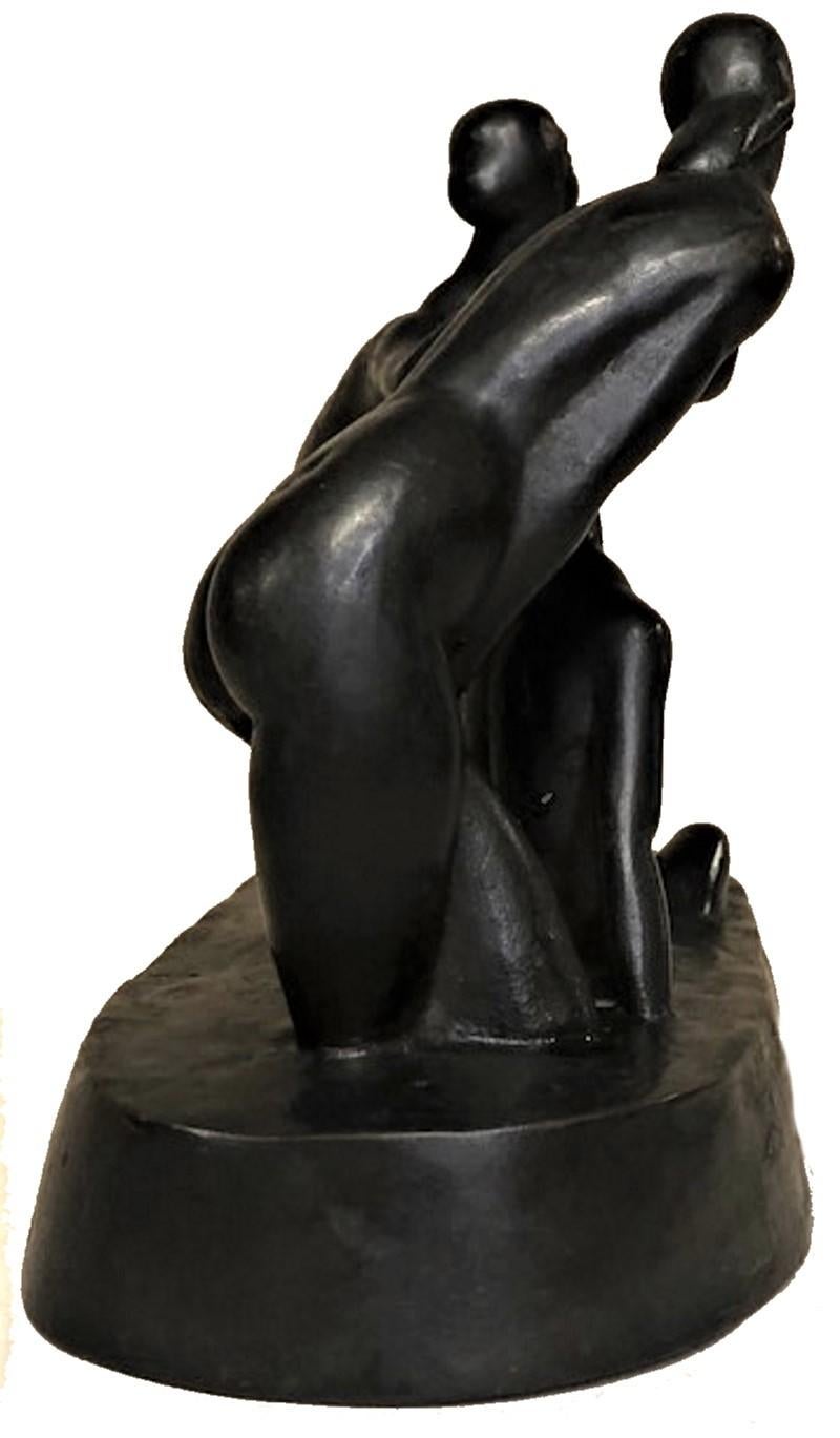Richard Bauroth, Bathers, German Jugenstil Patinated Bronze Sculpture, Ca. 1919 For Sale 4