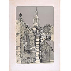 Vintage Christ Church Greyfriars, Newgate Street, London 1970 etching by Richard Beer