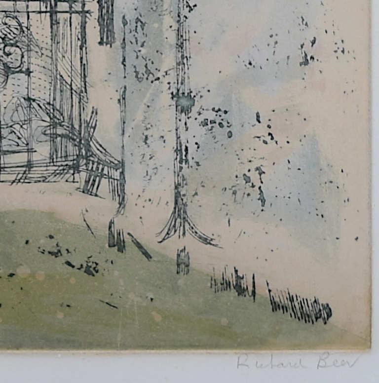 Merton College, Oxford etching by Richard Beer For Sale 3